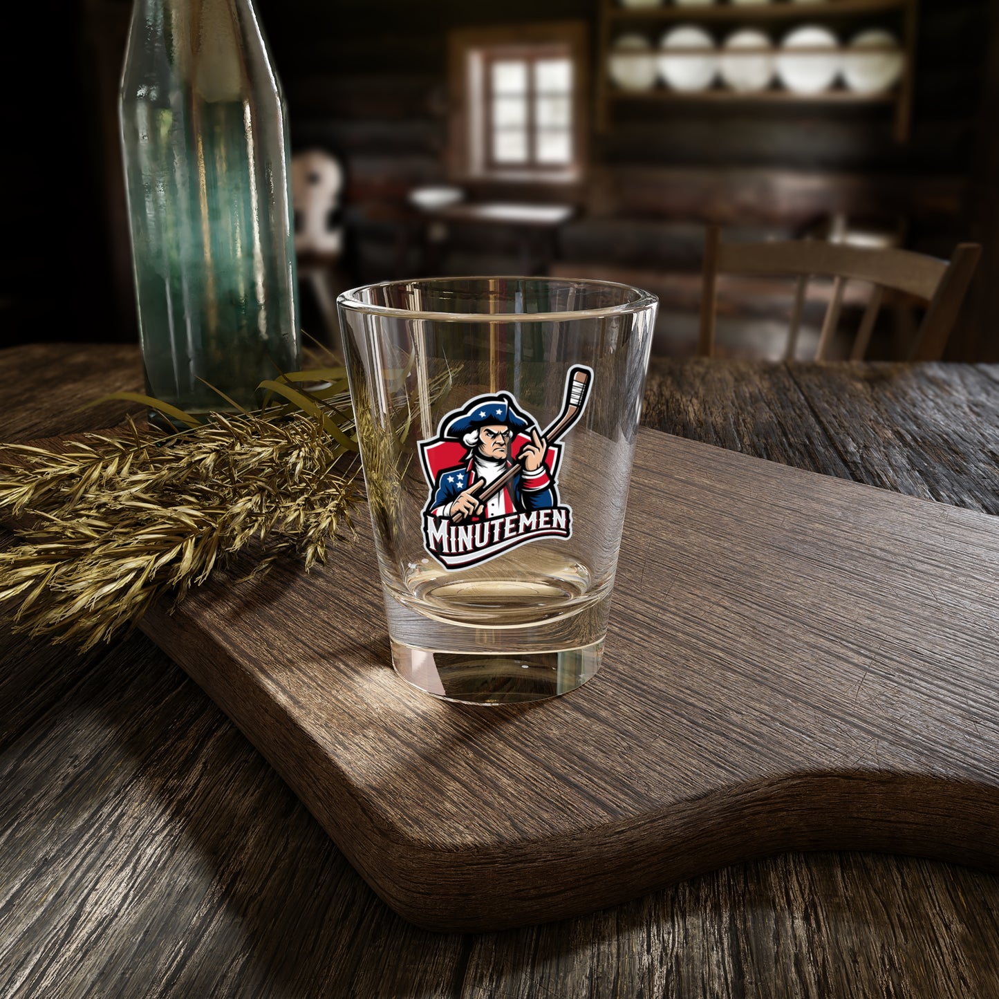 Patriotic Minutemen Hockey Player Shot Glass – 1.5 oz