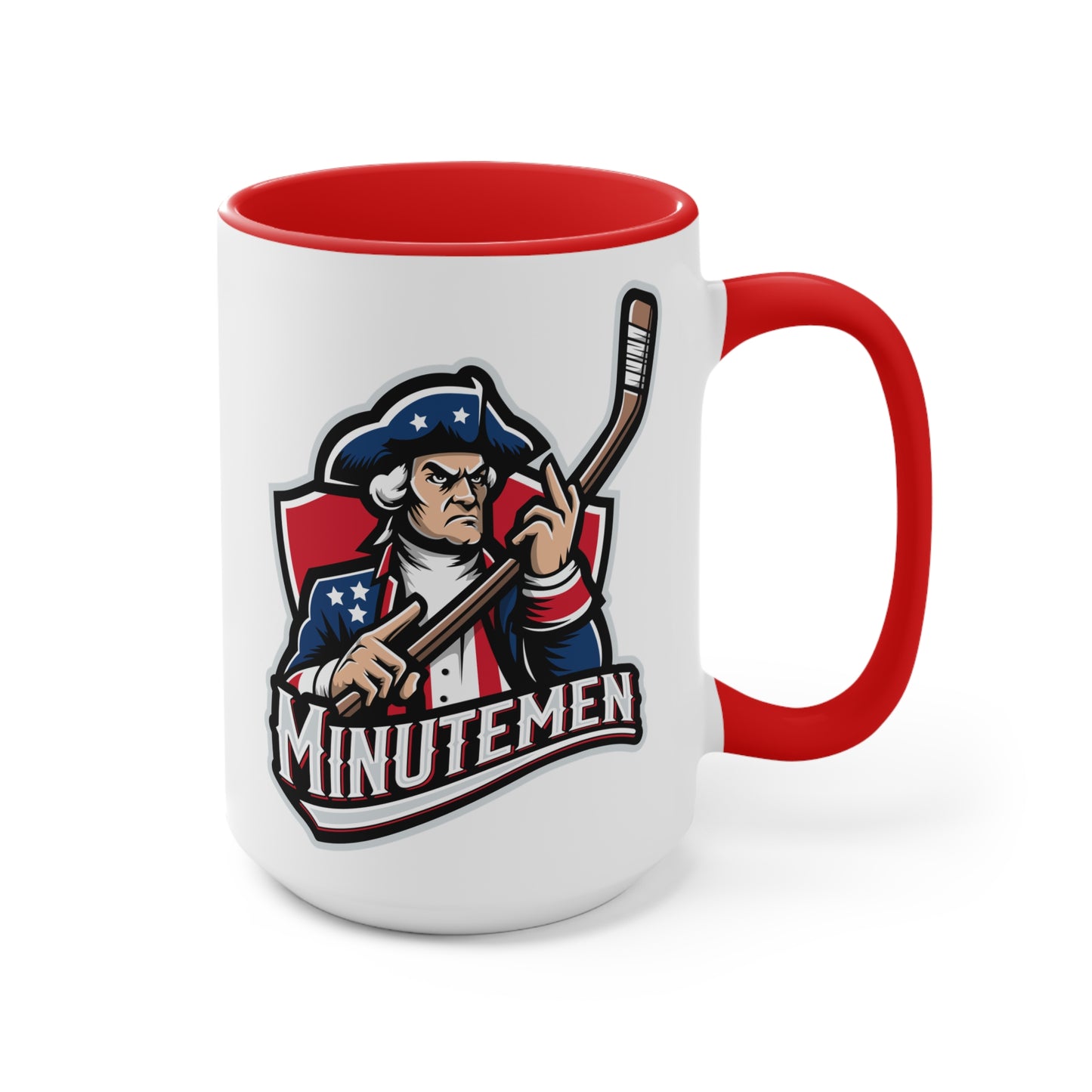 Patriotic Minutemen Hockey Player Two-Tone Mug – 11 oz & 15 oz