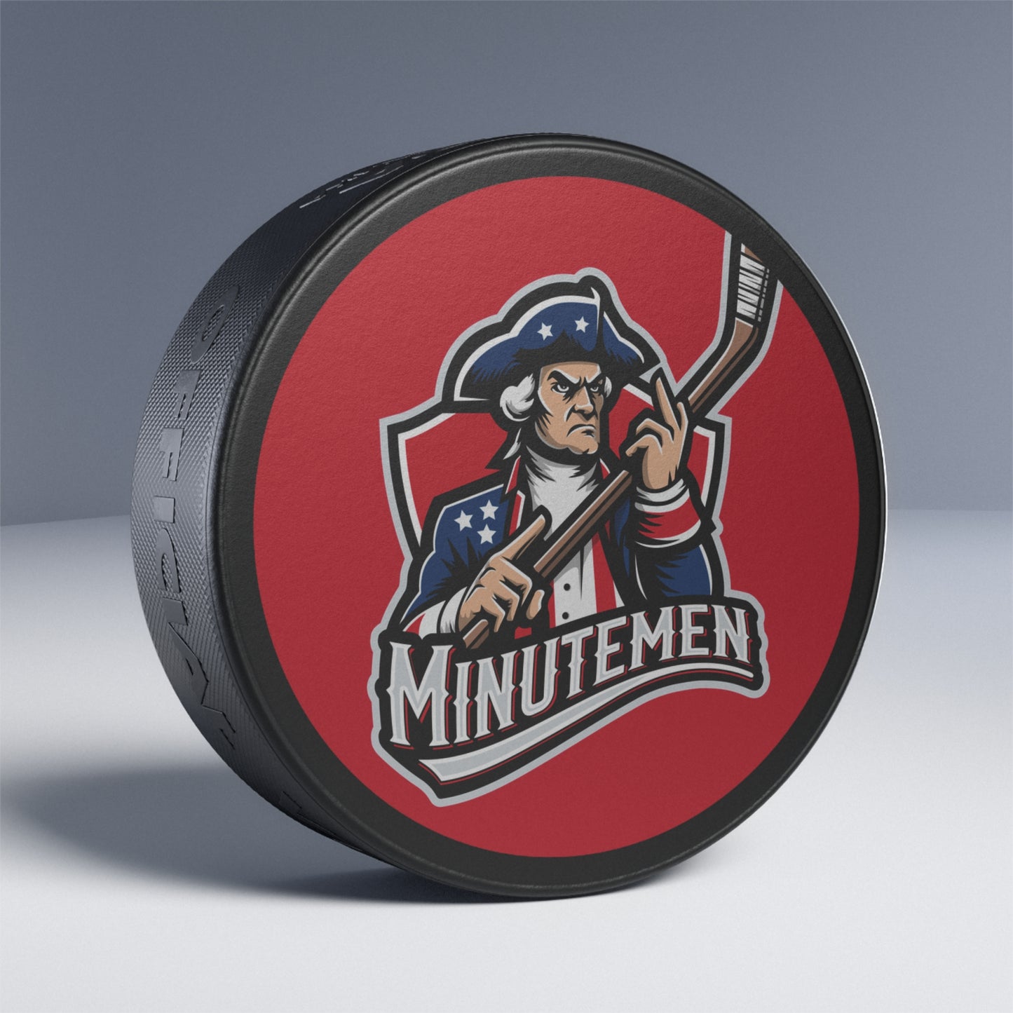 Patriotic Minutemen Hockey Puck