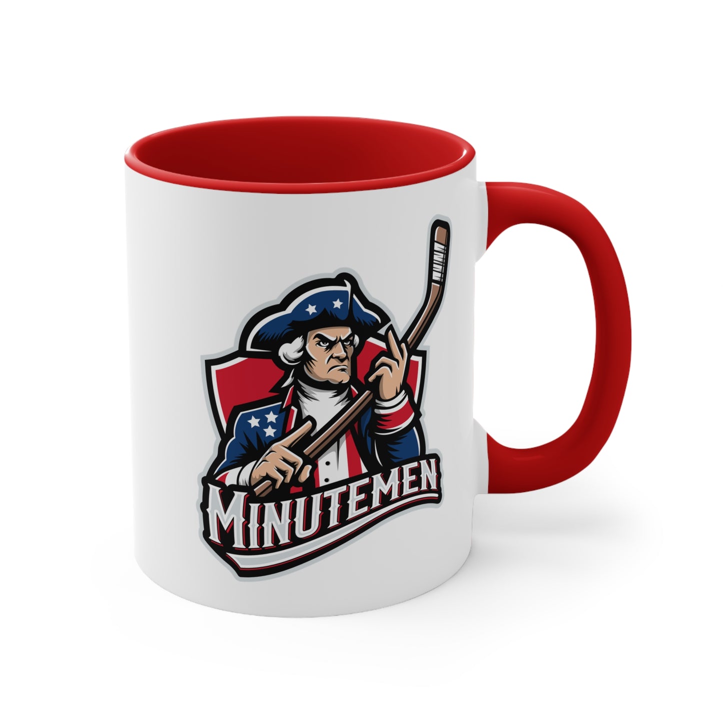 Patriotic Minutemen Hockey Player Two-Tone Mug – 11 oz & 15 oz