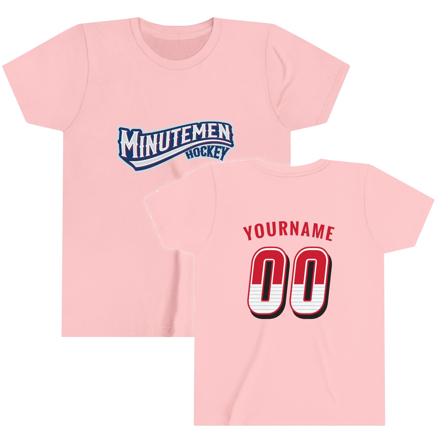 Personalize Youth Patriotic Minuteman Hockey Player T-Shirt