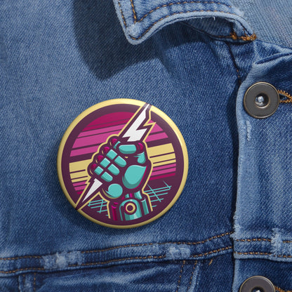 Retro Lightning Bolt Custom Pin Buttons - Empowering Accessories for Fans and Collectors