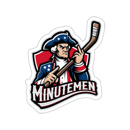 Patriotic Minuteman Hockey Player Stickers – Available in 3 Sizes