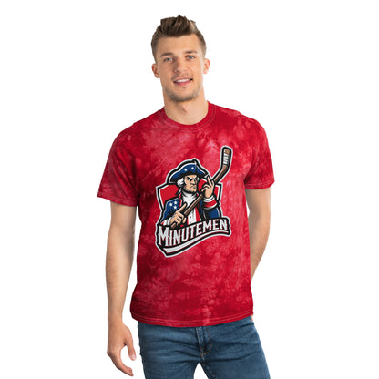Patriotic Minutemen Hockey Player Graphic Tie-Dye Tee,