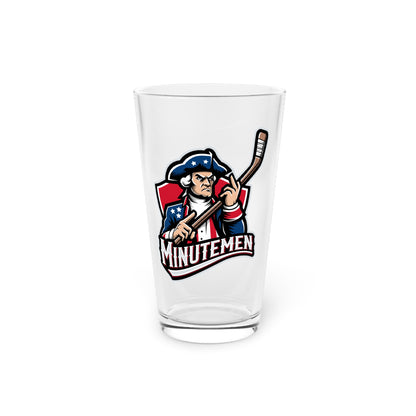 Patriotic Minutemen Hockey Player Pint Glass – 16 oz