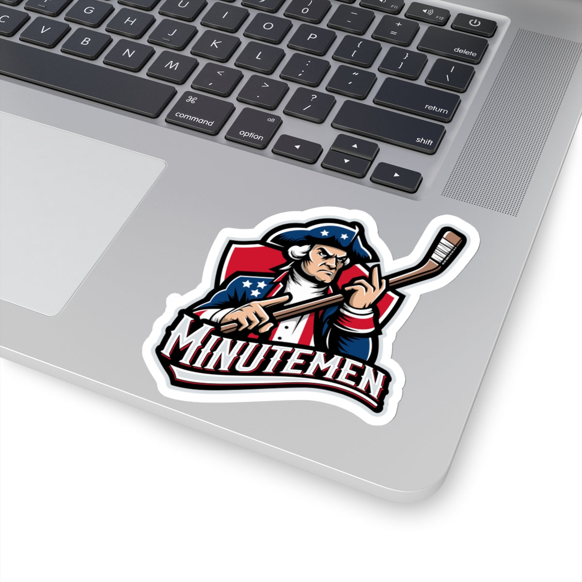Patriotic Minuteman Hockey Player Stickers – Available in 3 Sizes