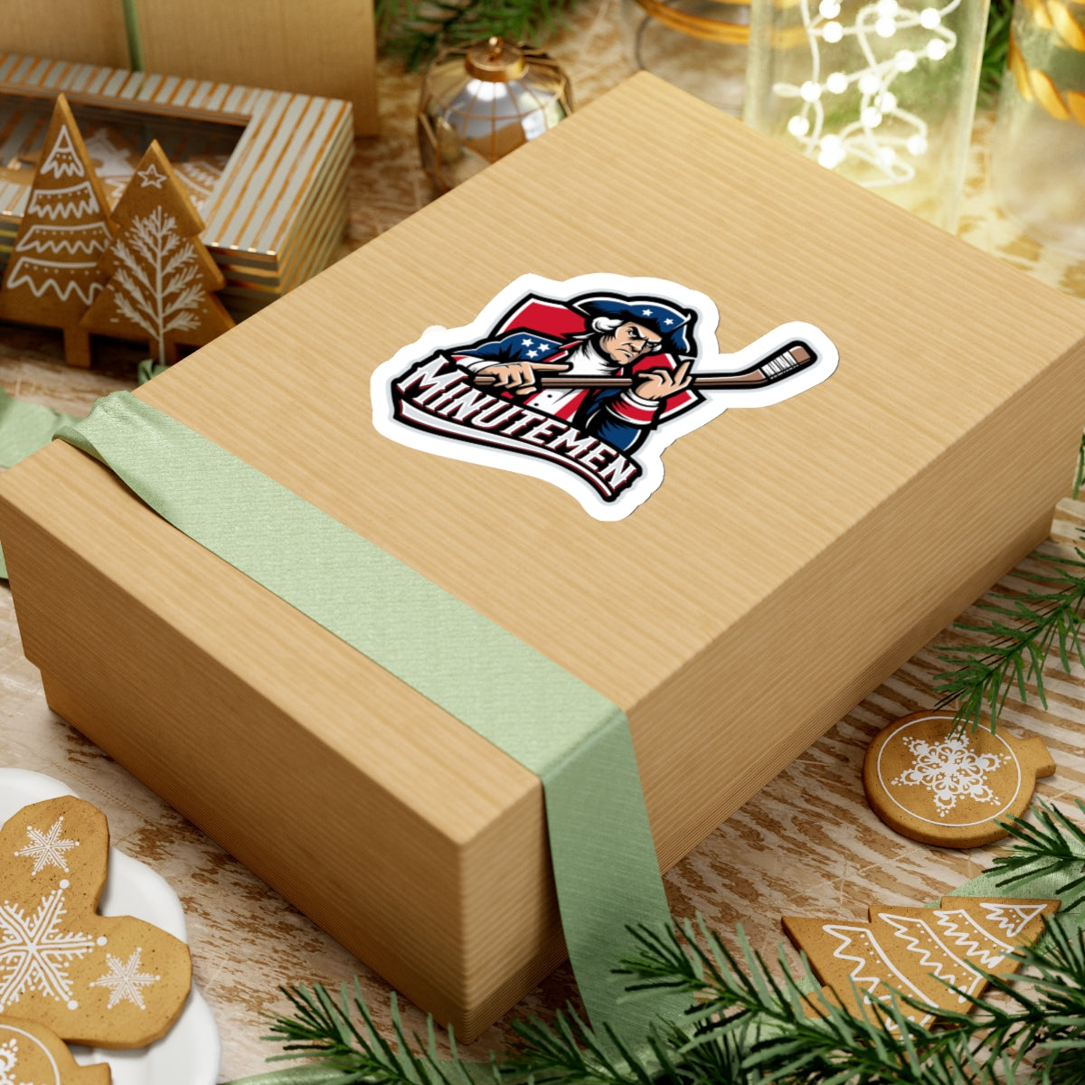 Patriotic Minuteman Hockey Player Stickers – Available in 3 Sizes