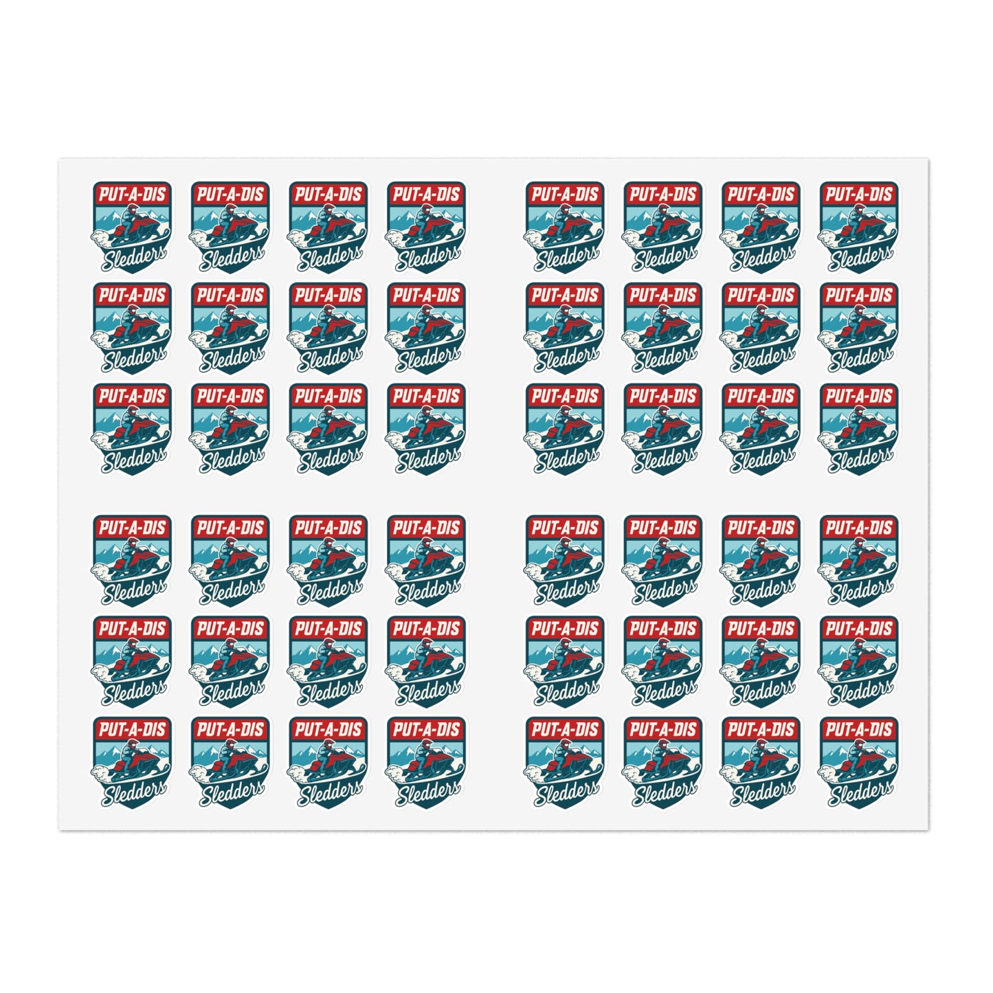 Put-A-Dis Sledders Sticker Sheet — 40x  1.2in Stickers