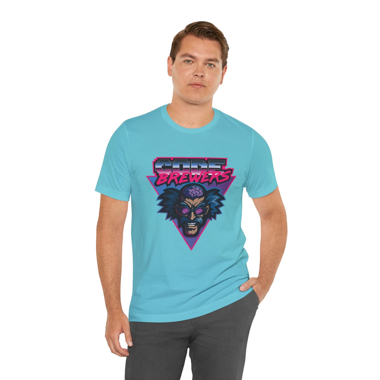 Retro Graphic Tee: 'Code Brewers' Unisex Jersey Short Sleeve T-Shirt, Vintage Style,
