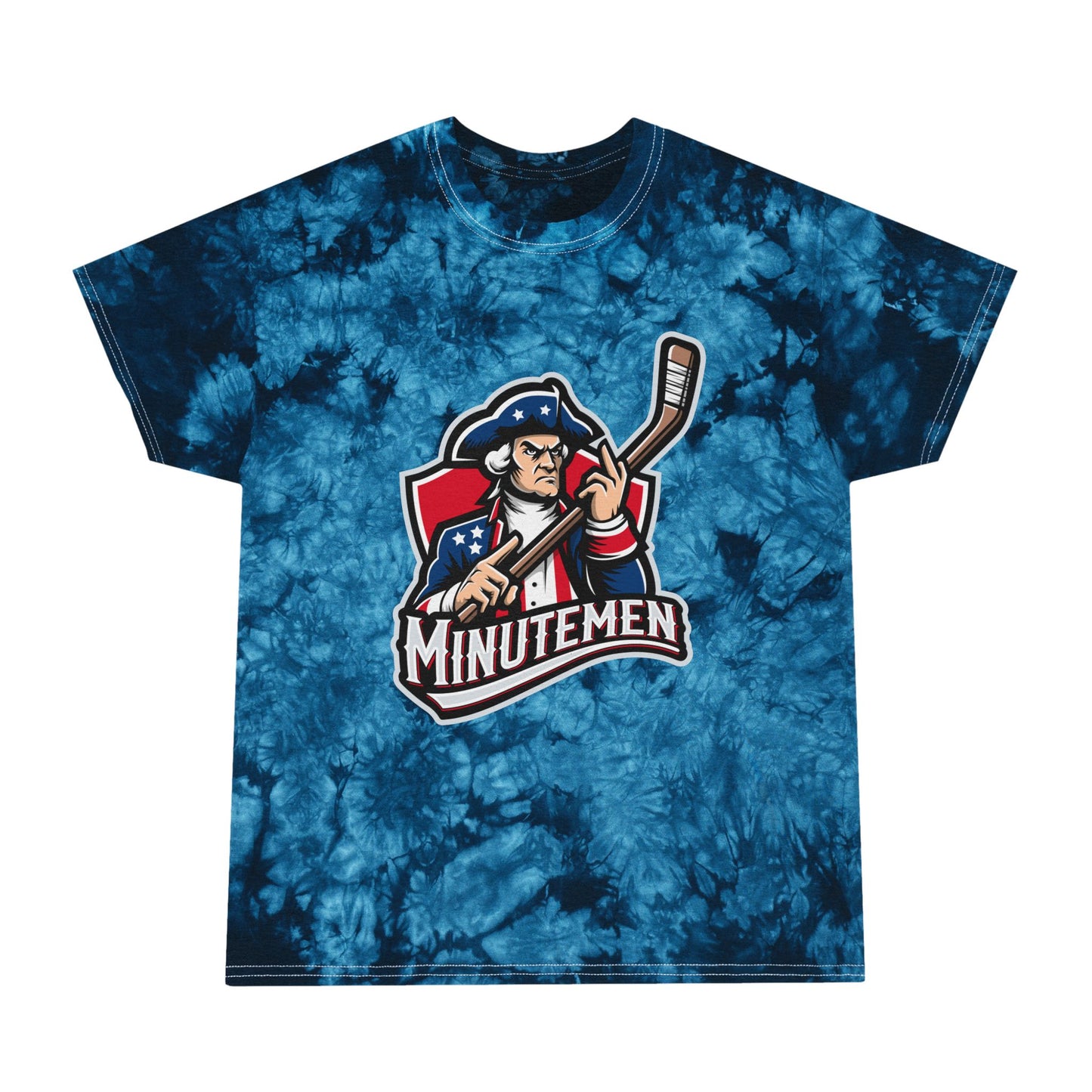 Patriotic Minutemen Hockey Player Graphic Tie-Dye Tee,