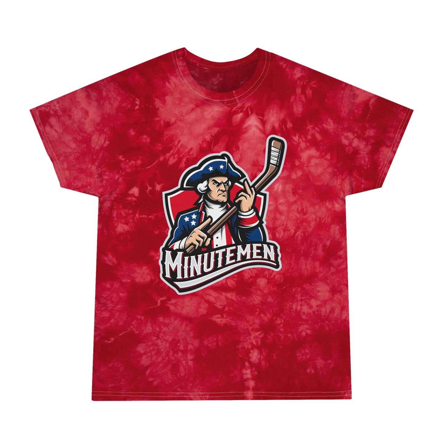 Patriotic Minutemen Hockey Player Graphic Tie-Dye Tee,
