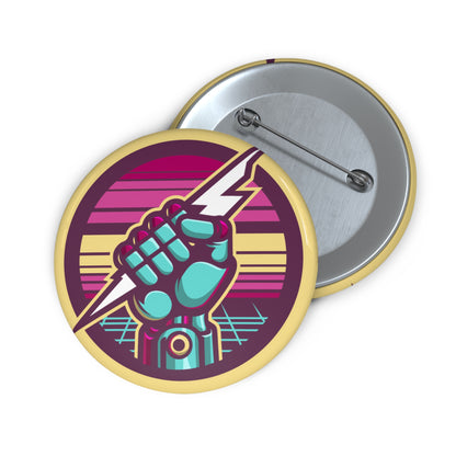 Retro Lightning Bolt Custom Pin Buttons - Empowering Accessories for Fans and Collectors