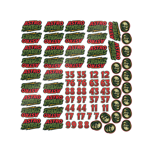 Astro Zombies Die-Cut Sticker Sheet – Retro Horror Logo & Number Decals